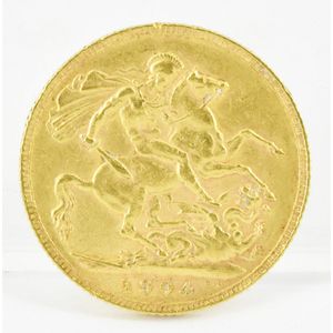United Kingdom: 1904 gold sovereign, no mintage marks. Weight