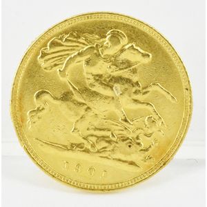 United Kingdom: 1901 half sovereign, no mintage. Weight 3.…
