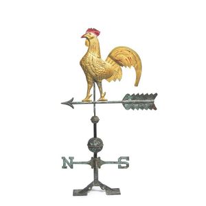 A charming painted zinc cockeral and arrow weather vane, French,…