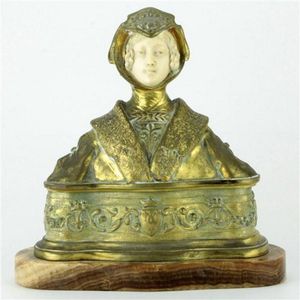 Rene-Paul Marquet Chryselephantine & gilt bronze figural casket…