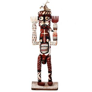 Melanesian carved male figure, wood, feathers and natural earth…