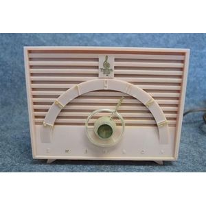 An Emerson 560373-R Pink Bakelite Radio 110v serial number n/a,…