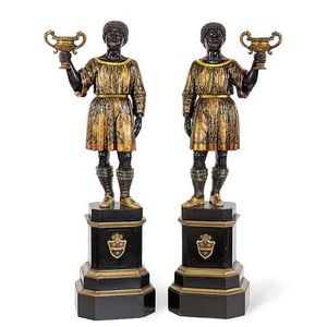 A pair of Venetian polychrome blackamoors, late 19th century…