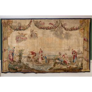 Antique Aubusson Style French Tapestry Picture by Gobelins of
