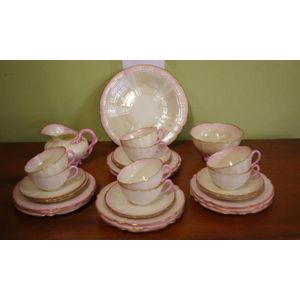 Belleek (Ireland) comports and bowls - price guide and values ANTIQUE BELLEEK IRELAND CUP and SAUCER 2nd BLACK MARK 1891-1926 Raised Flowers main image 0