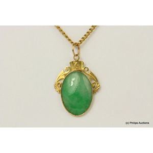 20ct Gold Chain With Jade Pendant - Pendants Lockets - Jewellery