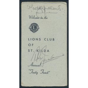 Autographs 'Lions club of St Kilda Annual Footy Feast'…