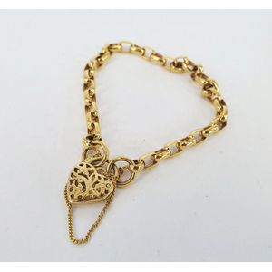 Antique Heart Padlock Rose Gold Puffed Link Bracelet — Turner & Tatler