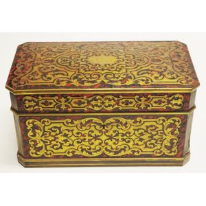 Rare French Boulle inlaid tea caddy with faux tortoiseshell…