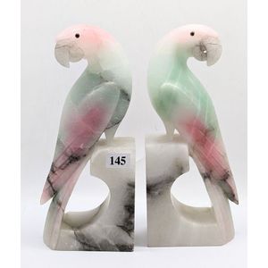 Coloured Italian marble parrot bookends, beautiful pair of&hellip;