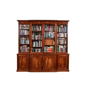 A fine mahogany break-front library bookcase, English circa&hellip;