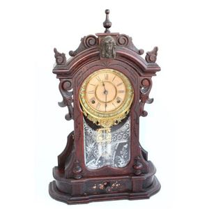 Ansonia Mantle Clock With Etched Glass Front - Clocks - Mantle And 