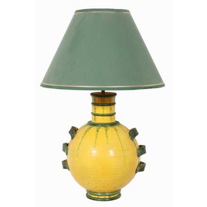 Table lamp, c.1960s, Italy. Large spherical ceramic base&hellip;