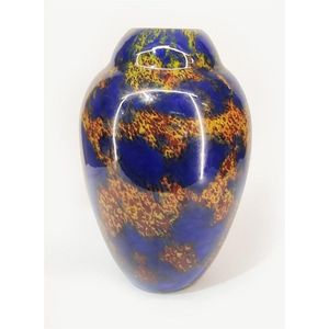 A Schneider mottled Art glass vase, in blue, orange and yellow,&hellip;