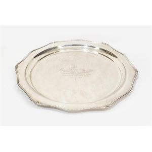 An Australian silver salver, with shaped border and floral rim,…