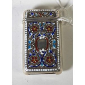 Vintage sterling silver & enamel vesta, enamel decoration to…