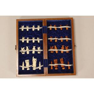 Chinese carved and stained ivory chess set, carve din the form…