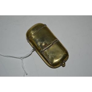 Victorian brass vesta case with sovereign and stamp case