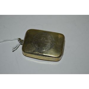 Brass folding vesta case with 'Harry Hall Taylors Oxford St'…