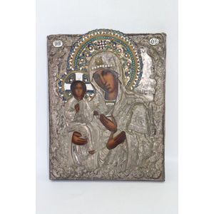 19th century Russian icon, Madonna and Child hand painted on…