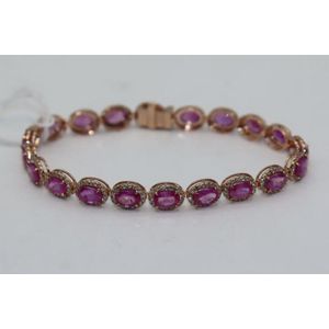 Rose Gold Sapphire and Diamond Halo Bracelet - Bracelets/Bangles ...