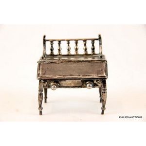 A sterling silver doll's house writing desk, circa 1900,…