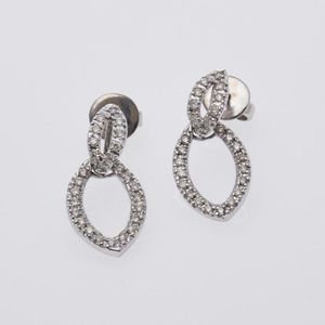 14ct White Gold, Diamond Drop Earrings with 54 x Round&hellip;