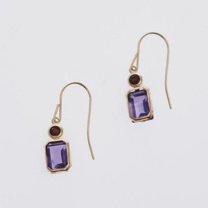 Wide 1.8 X 1.5 Cm Beautiful Gold Plated Earrings With Multy Gemstone 6.6 Gr 