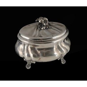 Silver casket by Hazorfim, oval rococo style lidded casket,…