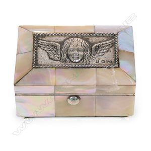An Edwardian mother-of-pearl and silver jewel casket, panelled…