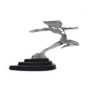 A vintage Art Deco figural car mascot, chrome finished cast…