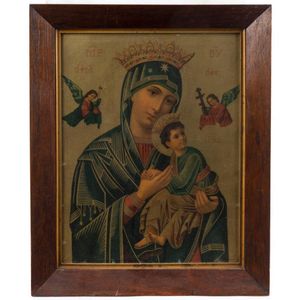 An Orthodox Christian Mary and Jesus chromolithograph print in…