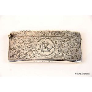 EDWARDIAN Card Case/Ladies early 20th Century store Calling Card Case/Leather & Silver English Hallmarked Stamped/Business Card Case