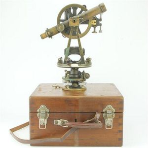 Angelo Tornaghi theodolite set in timber casing, with a…