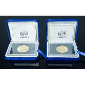 Two 1975 Fiji $100 .500 fine gold coins. Minted by the Royal…