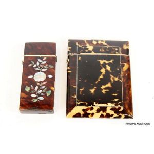 An antique tortoise shell card case and a Georgian…