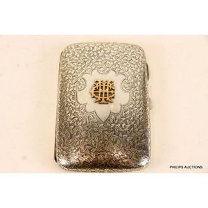 A sterling silver cigar case, Birmingham, 1920, Adie Bros, with…
