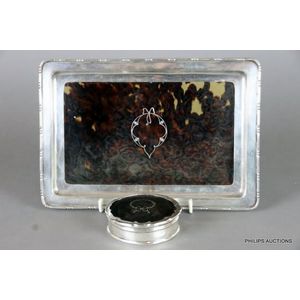 Two sterling silver and Tortoishell objects - a tray and a box,…