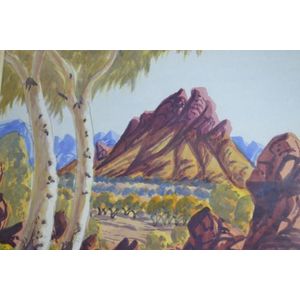 Ewald Namatjira 'Central Australia' watercolour, signed lower…