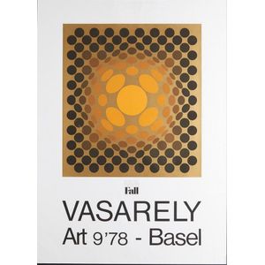 A Vasarely Basel exhibition poster, a geometric op-art print…