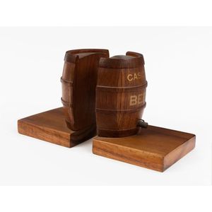 Cascade Beer blackwood beer barrel bookends with sterling…