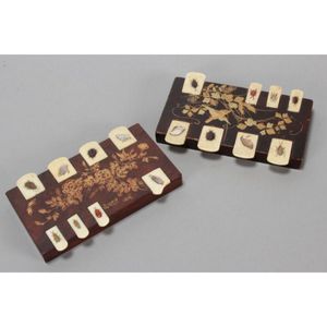 Two Japanese inlaid whist Counters, both of rectangular form…