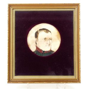 A portrait miniature, Napoleon Bonaparte, painted on circular…