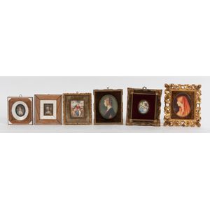 A collection of decorative portrait miniatures of women,…