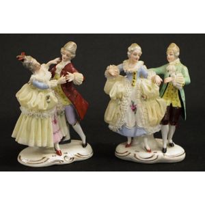 Pair Dresden ceramic Dancing Couple figures each depicting a…