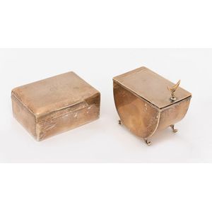 A sterling silver cigarette box and a Christopher Dresser style…