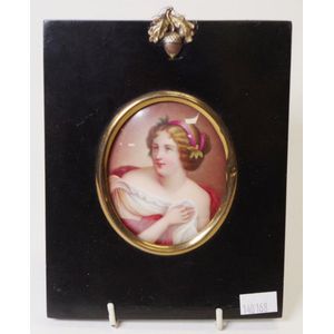Good antique framed portrait miniature portrait of a Woman, on…