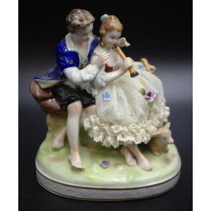 Dresden Musical Couple figure seated couple, Woman with…