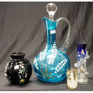 Four various Victorian glass table wares comprising a 2 hand…
