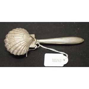 Antique silver baby's rattle shell form rattle, with handle,…